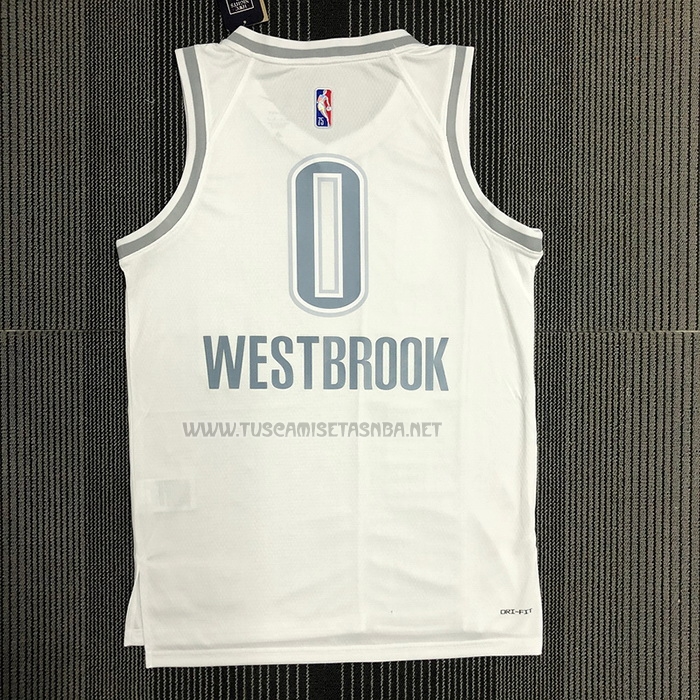 Camiseta Russell Westbrook NO 0 Oklahoma City Thunder Ciudad 2021-22 Blanco